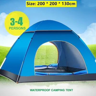 *SG seller* Automatic Open Tent Instant Portable Outdoor Beach Tent Hiking Family Camp Anti UV 3-4 Persons Camping Tent Waterproof Family tent light tent portable tent