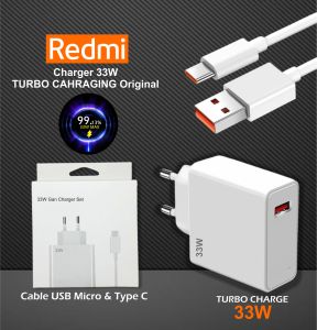 Charger REDMI 33W Batok M12 USB Micro & Type C Flash Turbo Charging Adapter High Quality