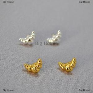 [COD] Big House New Mini Croissant Stud Earrings For Women Cute Bread Earrings Classic Fine Jewelry Gift