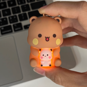 TIMIA Bag Decoration Yier Bubu Keychain With Night Light Backpack Pendant Bubu and Yier Pendant Valentines Day Gifts Bear Doll I Love You Keyring Couple Gifts