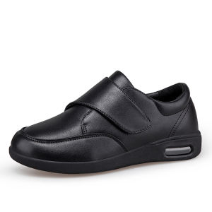 WuChu PU Leather Men Diabetic Shoes Waterproof Women Wide Feet Swollen Walking Shoes Hallux Valgus Adjusting Soft Comfortable Men Shoes