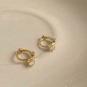 Bông Tai Mạ Vàng Nhỏ 14K Vòng Đính Đá Zircon Đá Cubic Zirconia Bông Tai Sụn Bông Tai Nhỏ Huggie