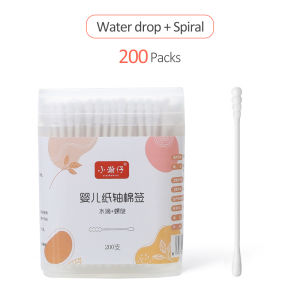 LAKOE 200Pcs Cotton Swab Korek Kuping Baby Cotton Bud Cotton Bud Spiral Cotton Bud+Box