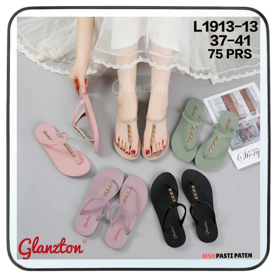 sandal flat sandal jepit sandal jelly wanita impor glanzton 1913