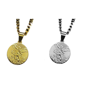 Gold/Silver Color Archangel Necklace for Men and Women Stainless Steel Chain Religious Neckchain Fashion