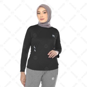 Armisth Baju Olahraga Wanita lengan Panjang Dry fit Shafira Kaos Running Yoga Gym Senam Muslimah