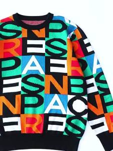 Custom OEM Mens Color Checked Sweater Contrast Color Patchwork Round Neck Loose Knitted Long Sleeve Men Sweater