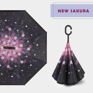 Double Layer Inverted Umbrella Car Umbrella Reverse Umbrella Long Handle Large Umbrella Upside Down Car Umbrellas