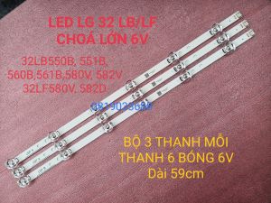 [HCM]BỘ LED TIVI LG 32LB550 32LB551 32LB560 32LB561 32LB582V 32LF550D 32LF551D 32LF580 32LF581D 32LF582D CHÓA LỚN 6V BỘ 3 THANH 2 THANH A VÀ 1 THANH B MỖI THANH 6 BÓNG 6V - Innotek DRT 3.0 32A/B type Rev0.2