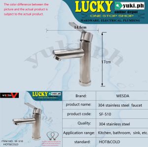 SF-510 SUS304 STAINLESS STEEL BASIN FAUCET HOT & COLD