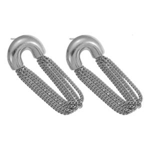 Delicate Long Chain Earrings With Crystals Accent Stainless Steel Construction Versatile Day to Night