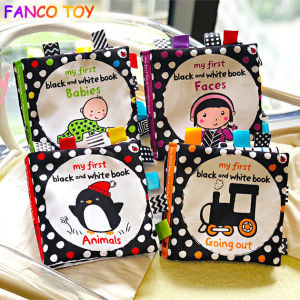 15X15CM Soft Baby Can Bite Black and White Label Cloth Book for Baby Newborn Infant Visually Stimulates The Ringing Paper To Tear Not Rotte Early Education Books Activities Cloth Quiet Books for Boys Girls