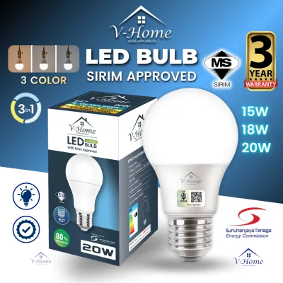 [SIRIM] VHome® 3in1 Colour LED Bulb 15W /18W /20W with holder E27 Mentol Lampu Light A Bulb