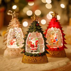 Christmas Snowflake Lamp Desktop Xmas Crystal Ball Retro Snowing Light Small Landscape Decoration for Chrictmas