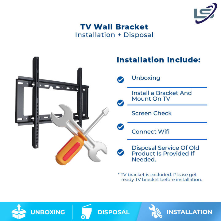 TV Bracket Wall Mount Installation + Disposal TV Below 59" Unboxing