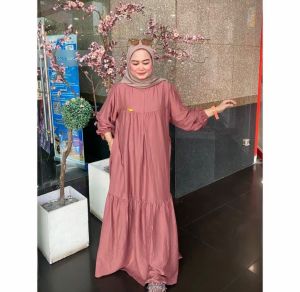 NATHA GAMIS DRESS CRINKLE REMPLE BUSUI ELEGANT SIMPLE MEWAH REMAJA DEWASA