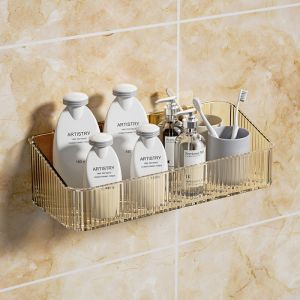 Kệ Góc Dán Tường Nhà Tắm Chịu Lực Tốt Kệ Treo Phòng Tắm Không Khoan Đa Năng Kệ Nhựa Trong Suốt Sắp Xếp Mỹ Phẩm Gia Vị