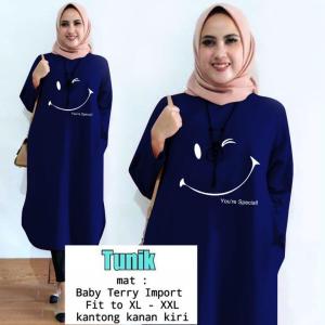 marlen / COD / tunik / smile you re / fit to XL-XXL / kantong kanan kiri