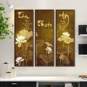 Bộ 3 Tranh Tâm Thiện Phúc An Trang Trí Phòng Trà ĐạoPhòng Thờ Phòng Khách