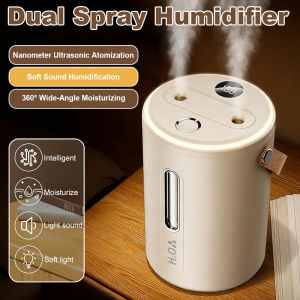 เครื่องเพิ่มความชื้นความจุขนาดใหญ่พร้อมระบบพ่นละอองแบบ 2 รู เครื่องเพิ่มความชื้นแบบรวดเร็วสำหรับห้องนอน เครื่องเพิ่มความชื้นแบบเจ็ตคู่