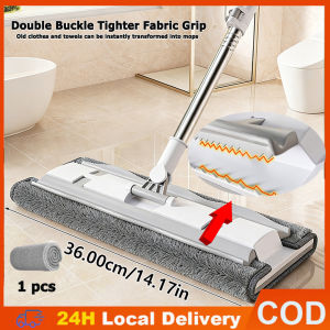 360 Rotation Flat Mop Wet and Dry Cleaning Flat Microfiber Floor Cleaning Mop with Long Handle Dry Mop Head Size 36CM