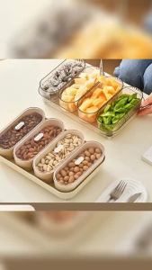 Crystal Tray Snack Storage with Lid Dessert Tray 4PCS Set Luxury Elegant Rectangle Fruit Plate