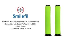 Smilefil 2 Pack Premium Vacuum Cleaner Filters Compatible with Bissell AirRam 2144 1984 19841 19844 Compare to Part #   1611215