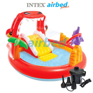 Intex ส่งฟรี สระสไลเดอร์ แฮปปี้ ไดโน่ 1.96x1.70x1.07 ม.รุ่น 57163 + ที่สูบลมไฟฟ้า