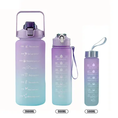 [Freeship] Bình Nước 1L - 2L báo giờ uống nước Bình nước văn phòng màu Gradient Có Ống Hút Xịn Sò (tặng kèm sticker)