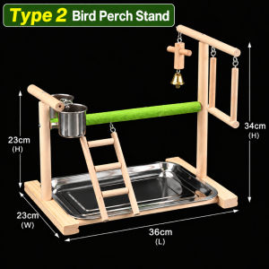 Bird Perch Stand Parrot Playground Bird Play Gym Stainless Steel Tray Feeding Cups Budgie Cockatiel Lovebird