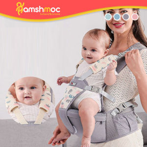 HamshMoc Ergonomic Safety Baby Carrier Backpack 3 In 1 Multifunctional Hipseat Carrier for Infant Newborn Toddler Kid Breathable Comfortable Easy Wear Labor Saving Traveling Bag