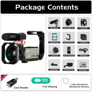 Video Camera for Blogger Live Streaming Ordro AX60 3.5" Touch Screen 12x Optical Zoom 4k Professional Camcorders YouTube Vlog