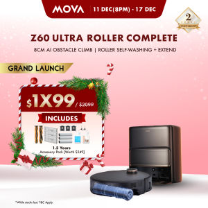 【GRAND LAUNCH】MOVA Z60 Ultra Roller Robot Vacuum Cleaner | Roller Mopping | 8cm Obstacle Climb | 28000Pa Suction Power