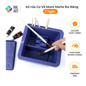 Xô rửa Cọ vẽ Mont Marte 2 Ngăn Nhựa vuông Đa năng