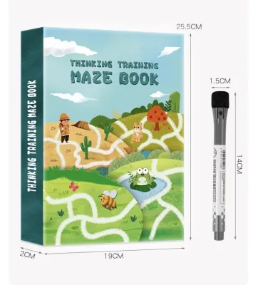 Maze Book สมุดบอร์ดบุ๊คเกมส์เขาวงกต ของเล่นเด็ก ของเล่นฝึกสมองเด็ก 3-5 ขวบ พร้อมปากกาเขียนลบได้ มากถึง 24 ด่าน ของเล่นเสริมพัฒนาการเด็ก