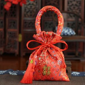 GIORGIONE Red Portable With Tassels Bride and Groom Chinese Knot Wedding Wedding-favor Gift Candy Bag Handle Bag Package Bag