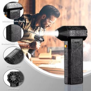 ZM10Q มอเตอร์ไร้แปรง พัดลมเทอร์โบเจ็ทที่มีความรุนแรง ความเร็วสูงความเร็วสูง 130000รอบต่อนาที เครื่องเป่าฝุ่นไฟฟ้า มัลติฟังก์ชั่ ชาร์จใหม่ได้ เครื่องเป่ามือถือไร้สาย เครื่องมือทำความสะอาดฝุ่น