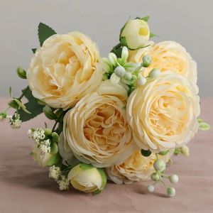 DORADO Mini Bông Hoa Hạnh Phúc Thực Sự Quà tặng ảnh 7 màu sắc Hoa Ngày Valentine 5 Đầu Hoa hồng trang trí Đồ trang trí nhà cửa