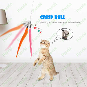 PANDA Pengganti Mainan Kucing Tongkat Bulu 5PCS Penggoda Interaktif Retractable Cat Toy Stick Cat Teaser Wand with 5PCS Replaceable Teaser Feather Tail Worm Bug [Stok & Pengiriman Cepat]