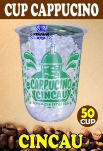 gelas plastik cup minuman CAPCIN 14oz 16oz 18oz 22oz oval datar / cup boba / sedotan boba bubble / tapioka pearl / bobatee / bubuk minuman boba / cappucino cincau / capcin