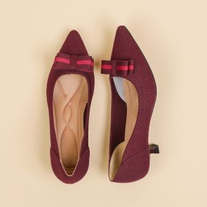 Princess Japanese Style Single Shoes Women Summer New Style Knitted Mid-Heel Pointed Toe Womens Shoes Casual Stiletto Shoes Bow Knitted Shoes