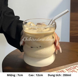 Cốc/Ly Thuỷ Tinh Nhiều Tầng Gợn Sóng 500ml Chịu Nhiệt Cao Thuỷ Tinh Borosilicate Uống Matcha Cafe- Chihirostore.decor