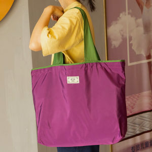 Large Drawstring Eco-Friendly Supermarket Shopping Bag Fashion Shoulder Bag Foldable Portable Hand Bag Grocery Bag Waterproof
