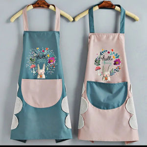 Kichen Aprons Waterproof Bib with Pocket Hand Wipe Household Cooking Apron Baking Apron for Chef Woman