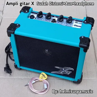 Ampli X gitar mini 4inch sudah distorsi Aux kualitas suara mantap