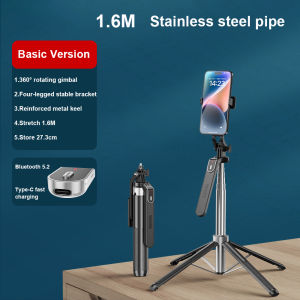 4 Trong 1 Đa Chức Năng Ảnh Tự Sướng Thanh Điện Thoại Di Động Phát Sóng Trực Tiếp Đứng Hợp Kim Nhôm Quadripod Cầm Tay Gậy selfie Bluetooth Với đèn LED 360 ° giá đỡ điện thoại xoay chiều