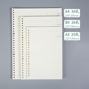 60แผ่น หลวมใบโน๊ตบุ๊คเติมเกลียว เครื่องเขียน Binder ขนาดA5 B5 A4 กระดาษ Loose Leaf Notebook Refill