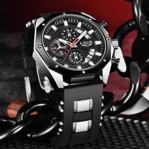 FCLIGE New Fashion Watch For Man Silicone Sport Wrist Watch With Date Chronograph Waterproof Quartz Clock Jam Tangan Lelaki +