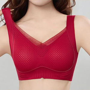 Large Bust Minimizer Bra Seamless Lace Push Up Bra Soft Support Wireless Lift Breathable Beautiful Back Underwear 大胸显小女士内衣