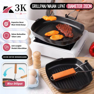 (3K Surabaya) Grill Pan Korean Lipat Alat Panggang Yakiniku/BBQ Anti Lengket Multiguna Diameter 20CM